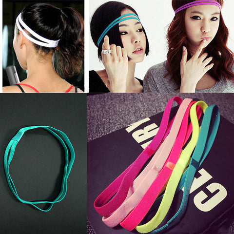 Double Sports Elastic Headband 10 Colors Men Women Yoga Anti-Slip