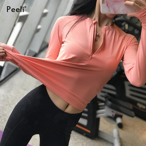 Peeli Long Sleeve Yoga Top Fitness Sports Women Jerseys Workout T shirts