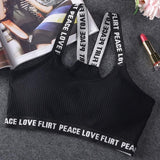 Letter Sports Bra Top Push Up Fitness Running Yoga Bra
