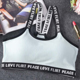 Letter Sports Bra Top Push Up Fitness Running Yoga Bra