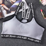 Letter Sports Bra Top Push Up Fitness Running Yoga Bra