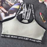 Letter Sports Bra Top Push Up Fitness Running Yoga Bra