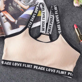 Letter Sports Bra Top Push Up Fitness Running Yoga Bra
