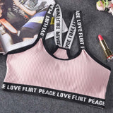 Letter Sports Bra Top Push Up Fitness Running Yoga Bra