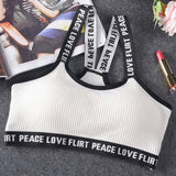 Letter Sports Bra Top Push Up Fitness Running Yoga Bra